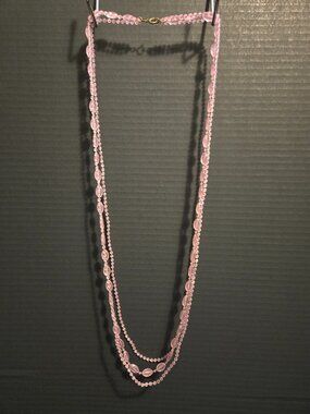 Necklace Pink Plastic Beads Length 21"